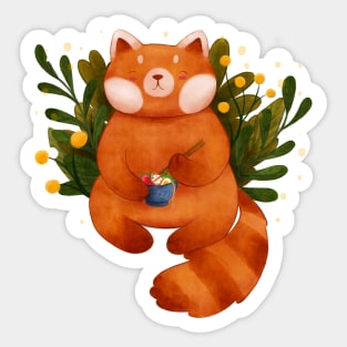 Red Panda Enjoying Ramen Sticker